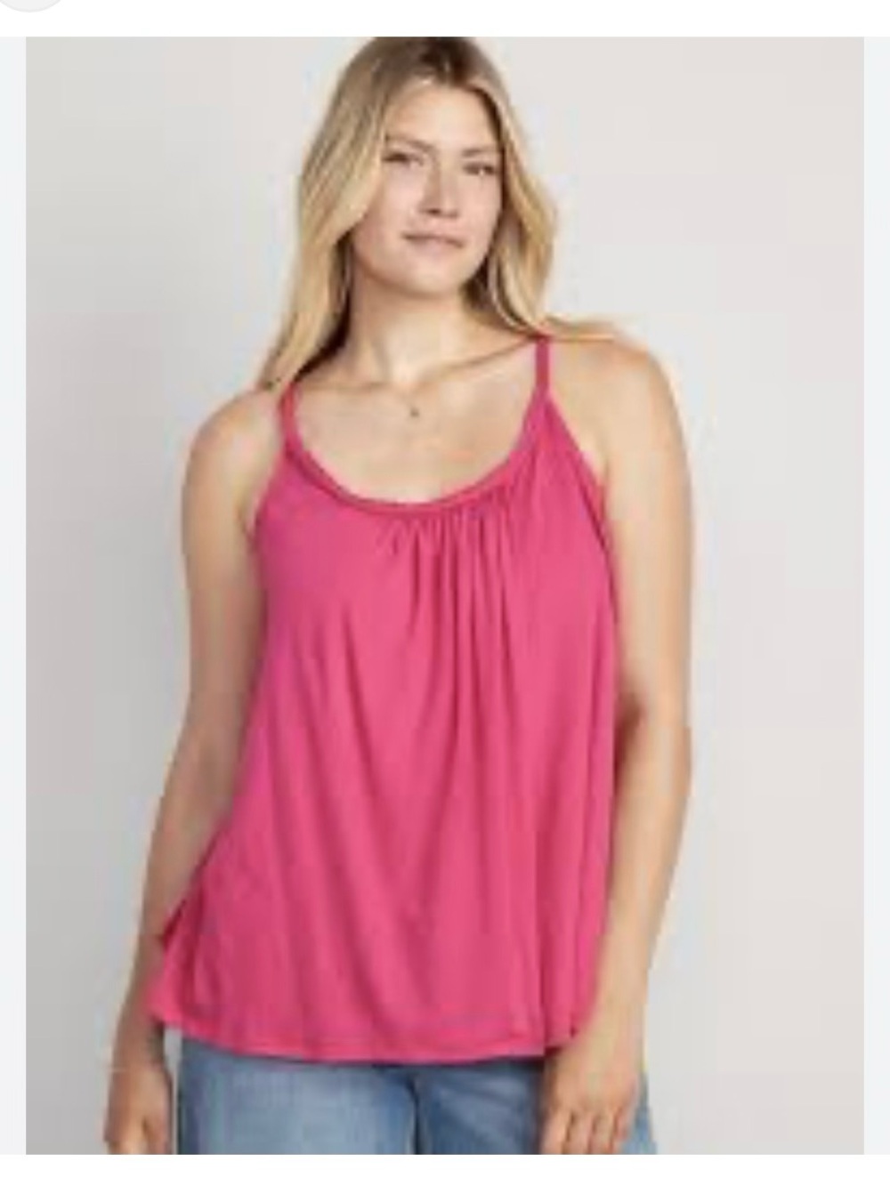 Old Navy Hot Pink Maternity Gathered Scoop Neck Camisole.       Sz XL.   Bg2